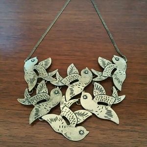 Gorgeous Flock of Sparrows Bird Bib Necklace